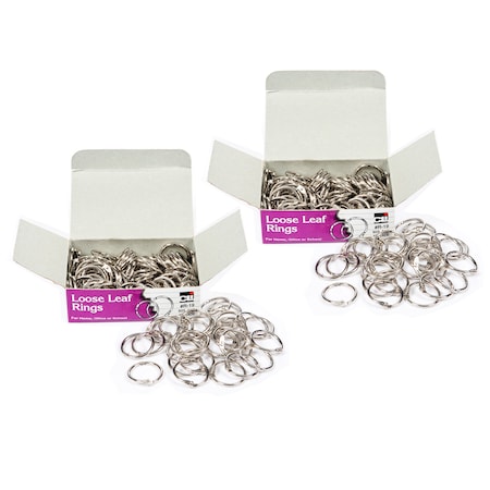 Charles Leonard Loose Leaf Rings, Snap Closure, Nickel Plated, 0.75", 100/Bx, PK2 R19